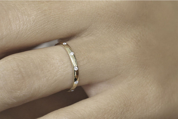 14K Gold 0.05 Ct. Genuine Diamonds Round Engagement Band Ring Fine Jewelry