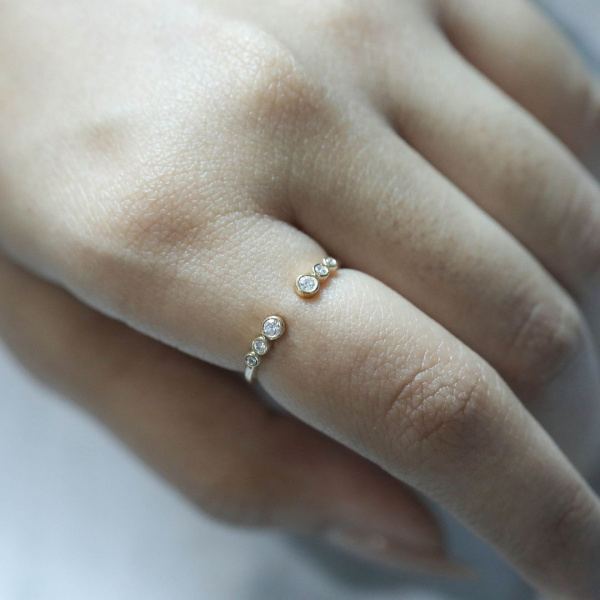 14KGold 0.11 Ct. Genuine Diamond Minimal Open Ring Fine Jewelry Size-3 to 8 US