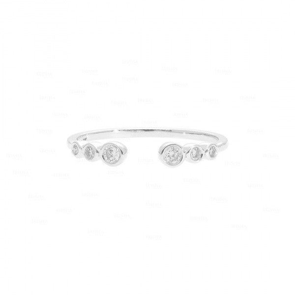 14KGold 0.11 Ct. Genuine Diamond Minimal Open Ring Fine Jewelry Size-3 to 8 US