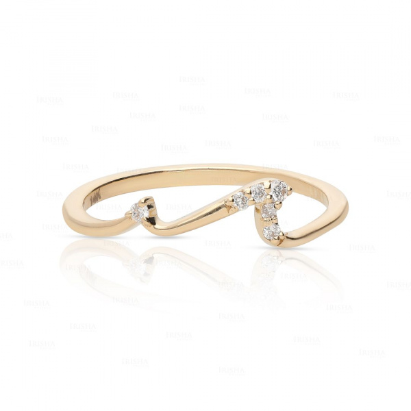 14K Gold 0.05 Ct. Genuine Diamond Wave Design Wedding Ring Fine Jewelry