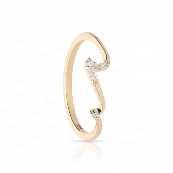 14K Gold 0.05 Ct. Genuine Diamond Wave Design Wedding Ring Fine Jewelry