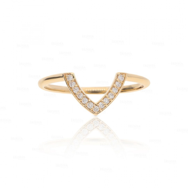 14K Gold 0.08 Ct. Genuine Diamond V Shape Engagement Wedding Ring Fine Jewelry