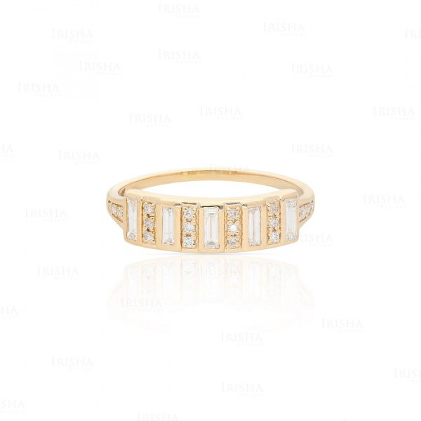 14K Gold 0.50 Ct. Genuine Round And Baguette Diamond Bar Ring Fine Jewelry