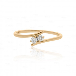 14K Gold 0.13 Ct. Natural Diamond Bypass Design Minimalist Ring Fine Jewelry