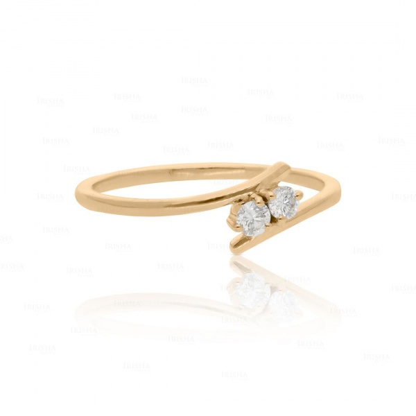 14K Gold 0.13 Ct. Natural Diamond Bypass Design Minimalist Ring Fine Jewelry