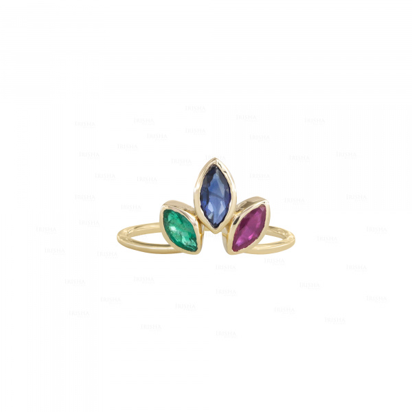 Marquise Gemstone Ring|14k Gold, Emerald, Ruby, Sapphire