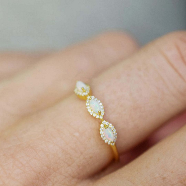 Opal Eye Ring|14k Gold, Diamond