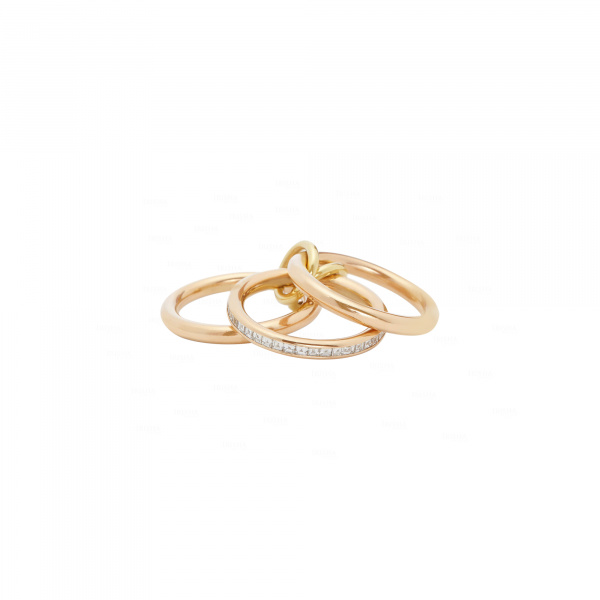 14K Gold Genuine Square Diamond Half Eternity Ring Fine Jewelry Gift