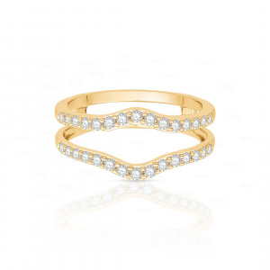 14K Gold Genuine 0.54 Ct. Diamond Ring Enhancer Half Eternity band Fine Jewelry