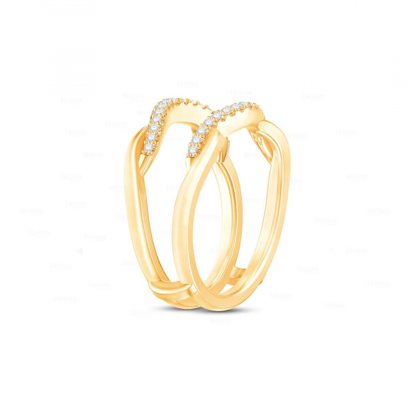 14K Gold Genuine 0.45 Ct. Diamond Ring Enhancer Half Eternity band Fine Jewelry