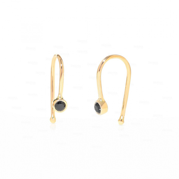 0.12 Ct. Genuine Black Diamond Handmade Mini Hoop Design Earrings in 14k Gold