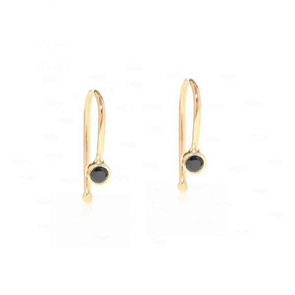 0.12 Ct. Genuine Black Diamond Handmade Mini Hoop Design Earrings in 14k Gold