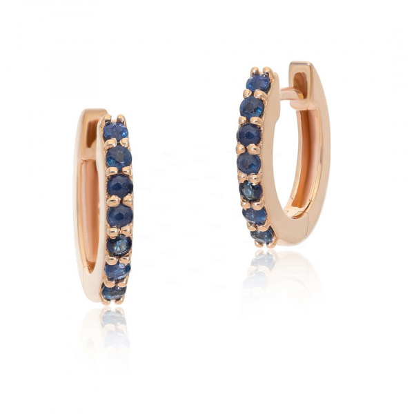 14K Gold Hoop Earrings Available in Blue Sapphire Ruby Emerald And Pink Sapphire