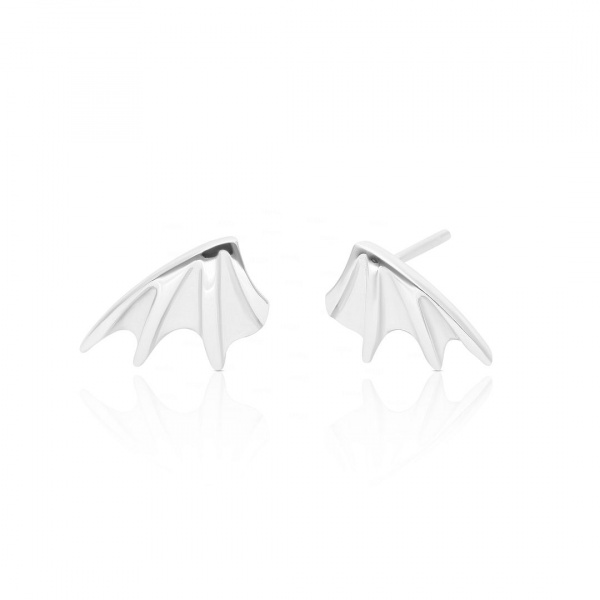 Halloween Gift Bat Design Stud Earrings 14K Solid Gold New Arrival Fine Jewelry