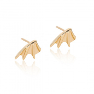 Halloween Gift Bat Design Stud Earrings 14K Solid Gold New Arrival Fine Jewelry