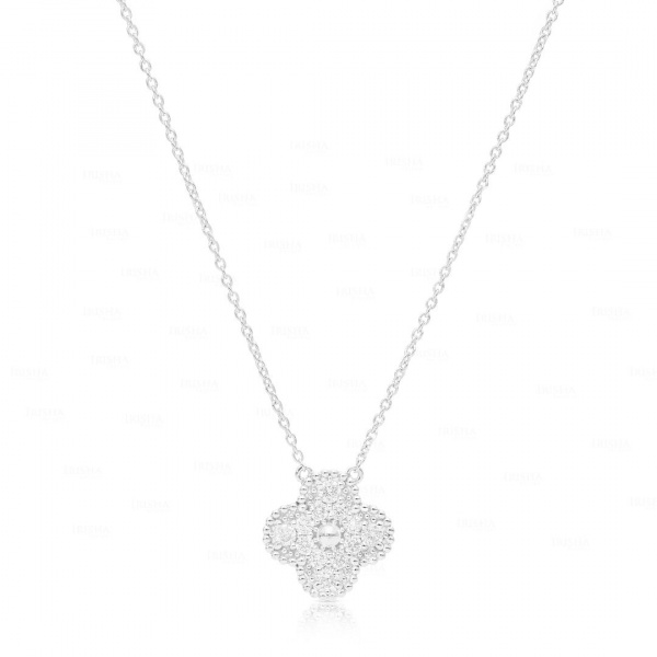14K Gold 0.40 Ct. Genuine Diamond Vintage Style Floral Pendant Necklace Jewelry