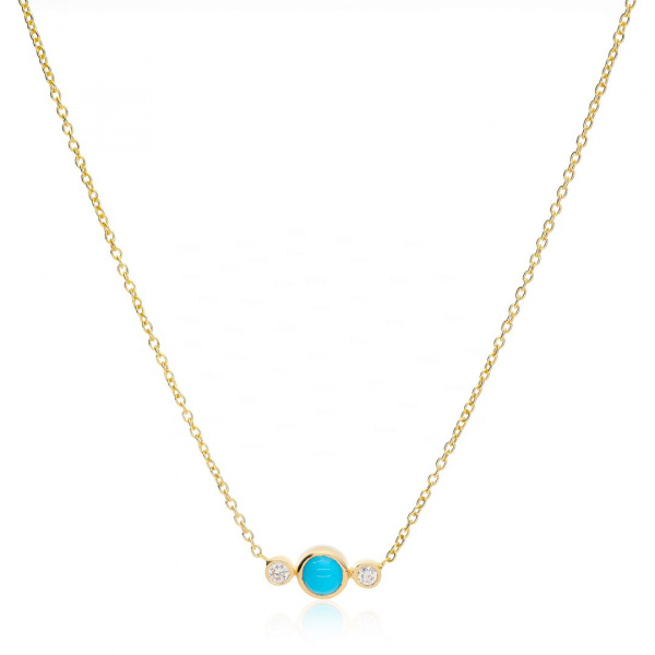 Diamond Turquoise Necklace|14k Gold
