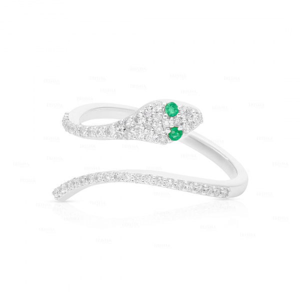Diamond Snake Ring Ruby/Emerald/Blue Sapphire 14K Solid Gold Fine Jewelry