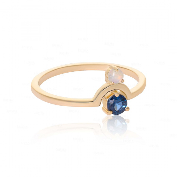 Opal Blue Sapphire Ring|14k Gold